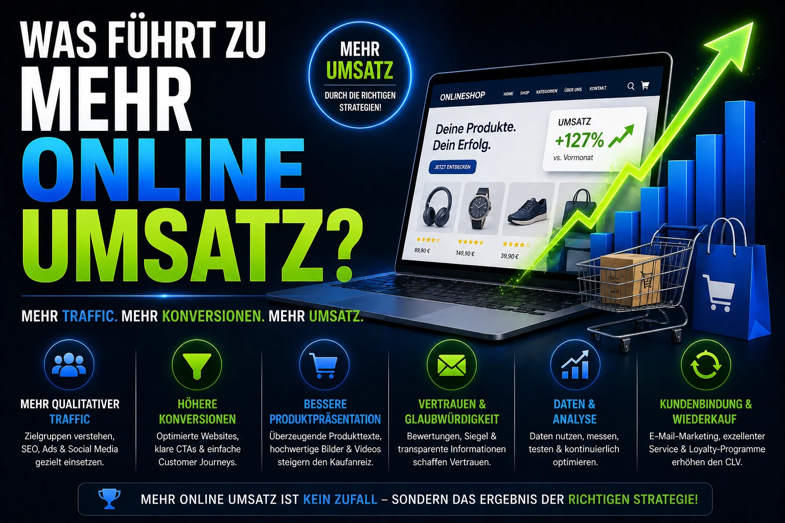 Editoriales OG-Bild zum Thema mehr Online Umsatz mit klarer, moderner Business-Optik.