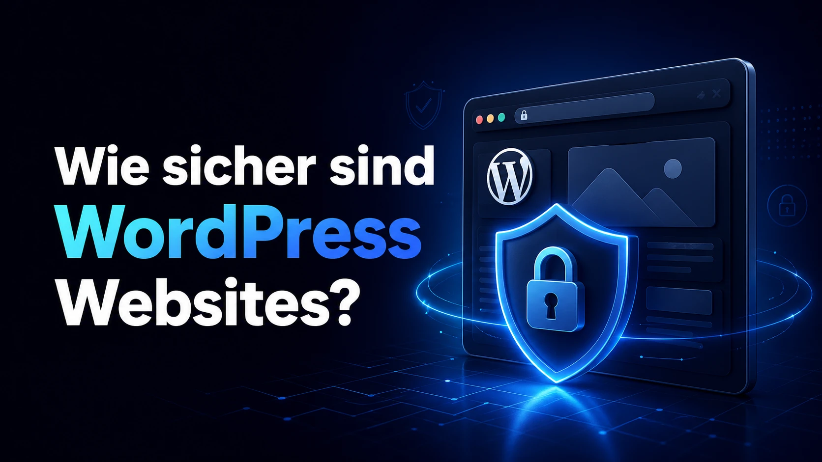 Editoriales OG-Bild zum Thema WordPress Sicherheit mit ruhiger, moderner System-Optik.
