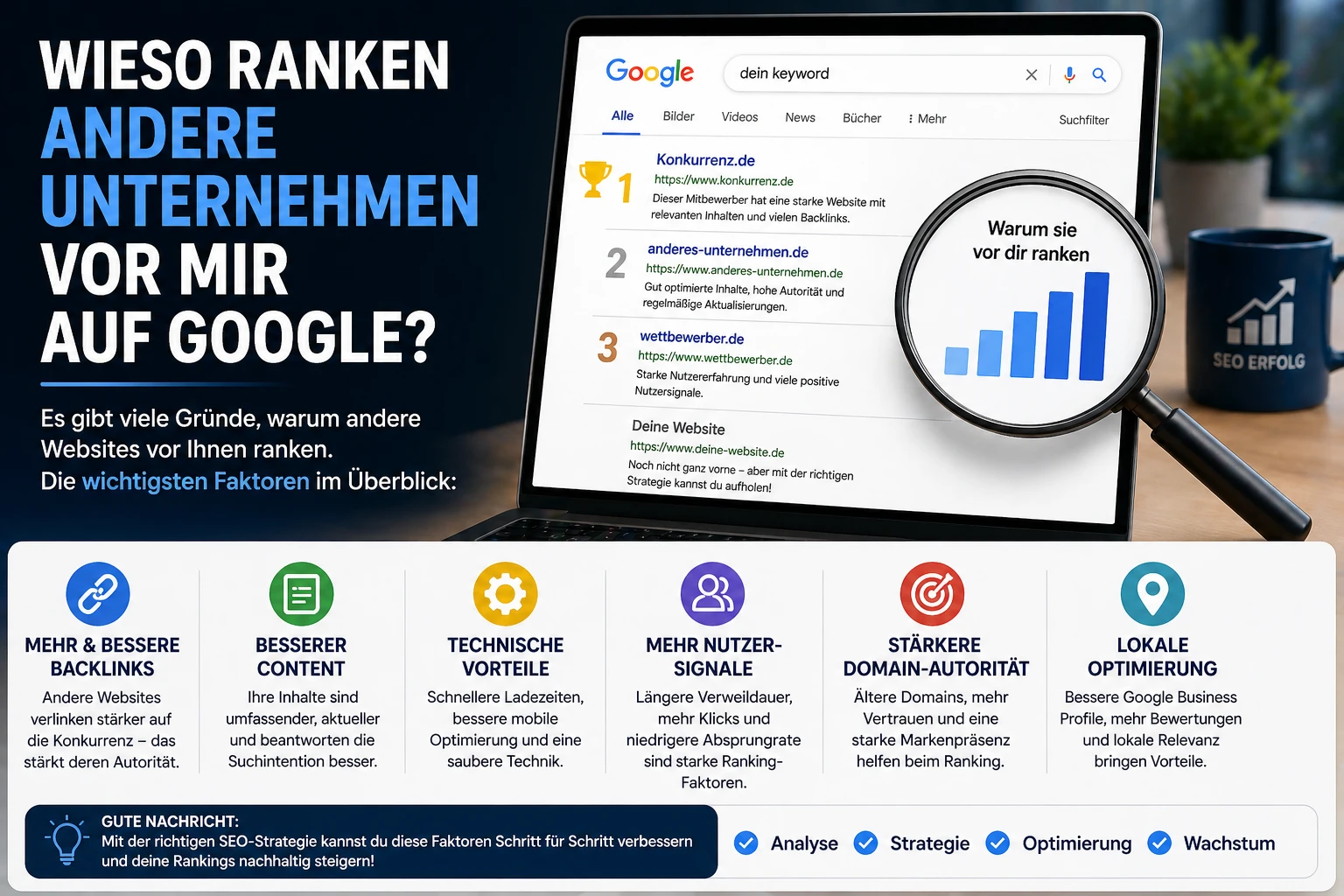 Editoriales OG-Bild zum Thema Wettbewerber ranken vor mir auf Google mit ruhiger, moderner Vergleichsoptik.