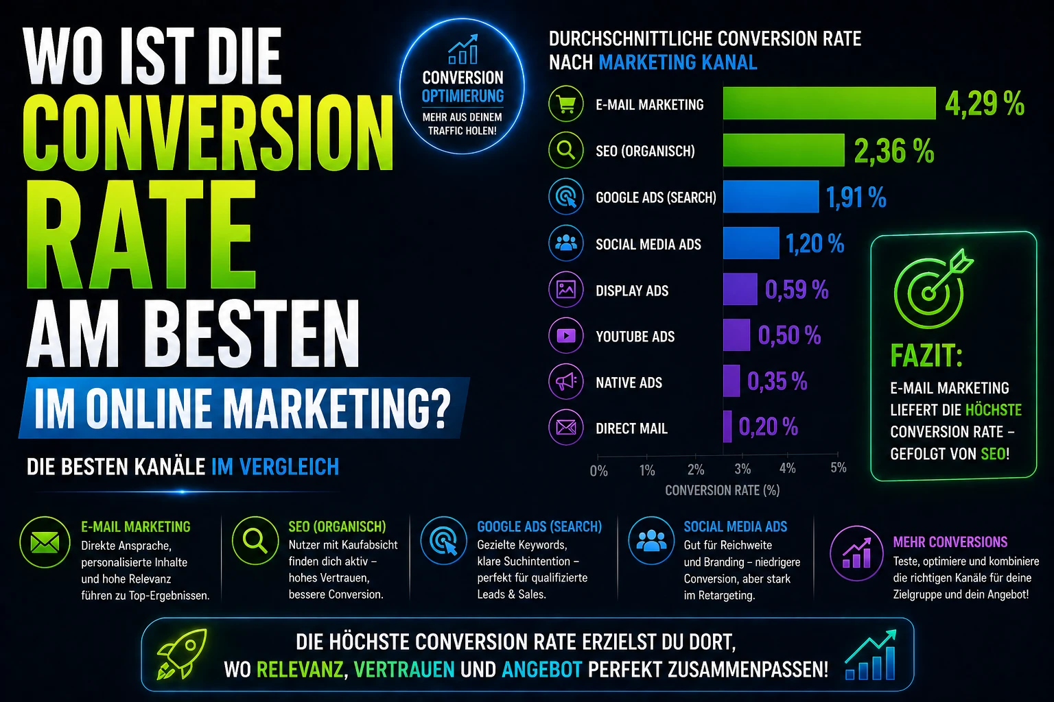 Editoriales OG-Bild zum Thema Conversion Rate im Online Marketing mit ruhiger, moderner Wirkungs-Optik.