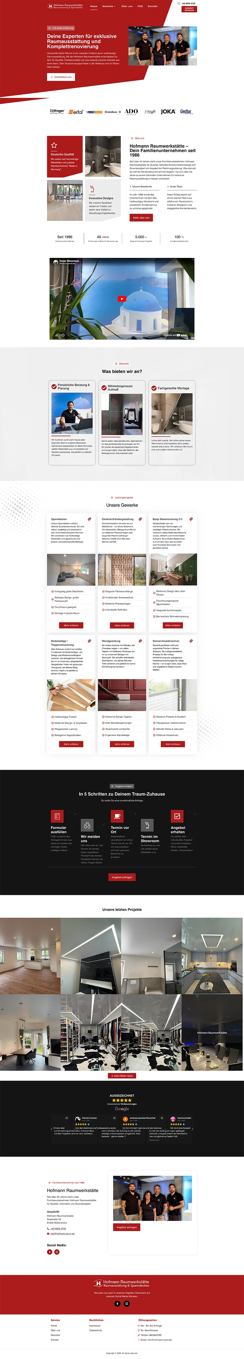 Screenshot der Website von Hofmann Raum